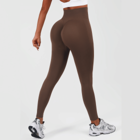Women High Waisted Leggings, Tummy Control Pants, Full Length Soft Stretchy Yoga Pants (Color: Coffee, size: XL)